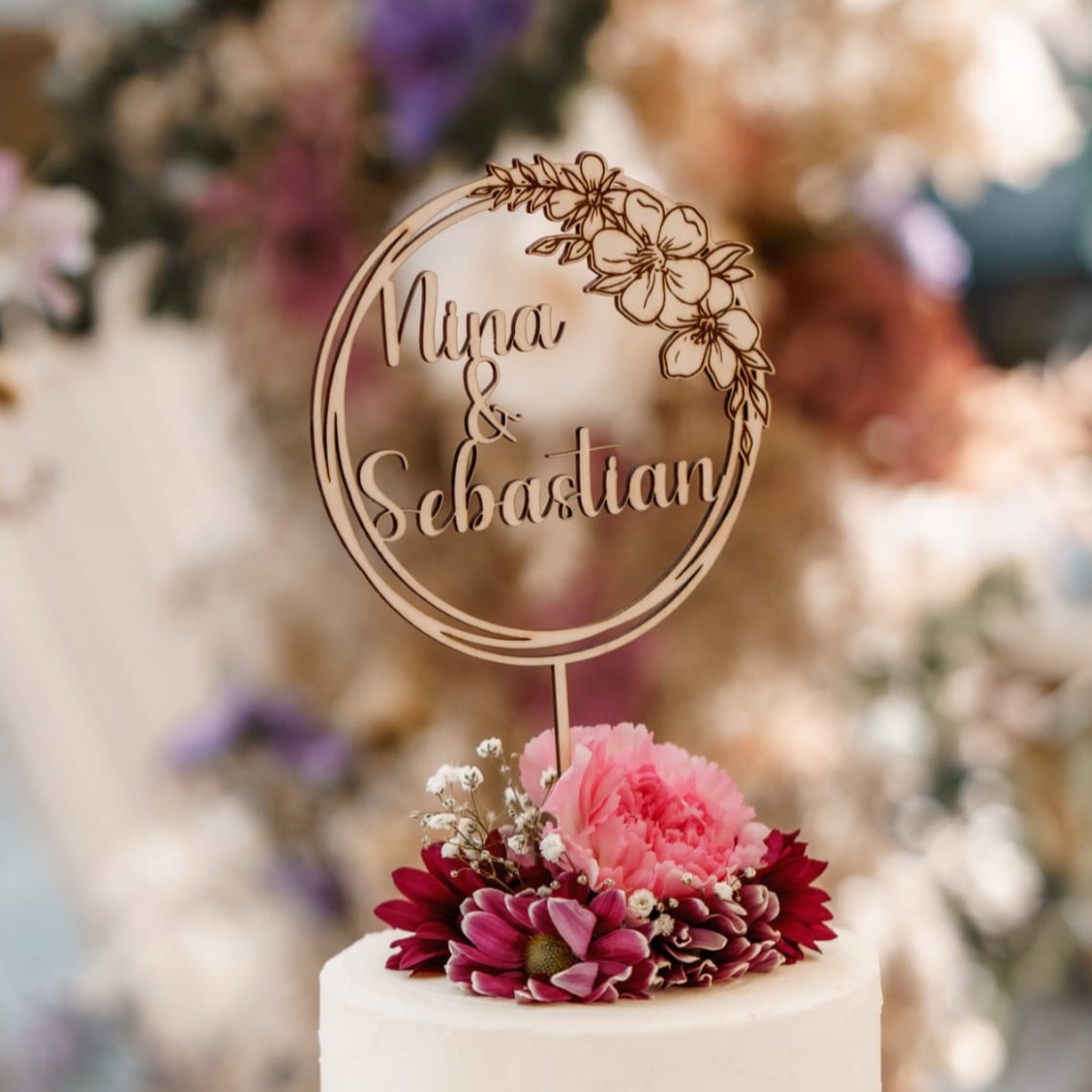 Cake Topper mit Blumenornament