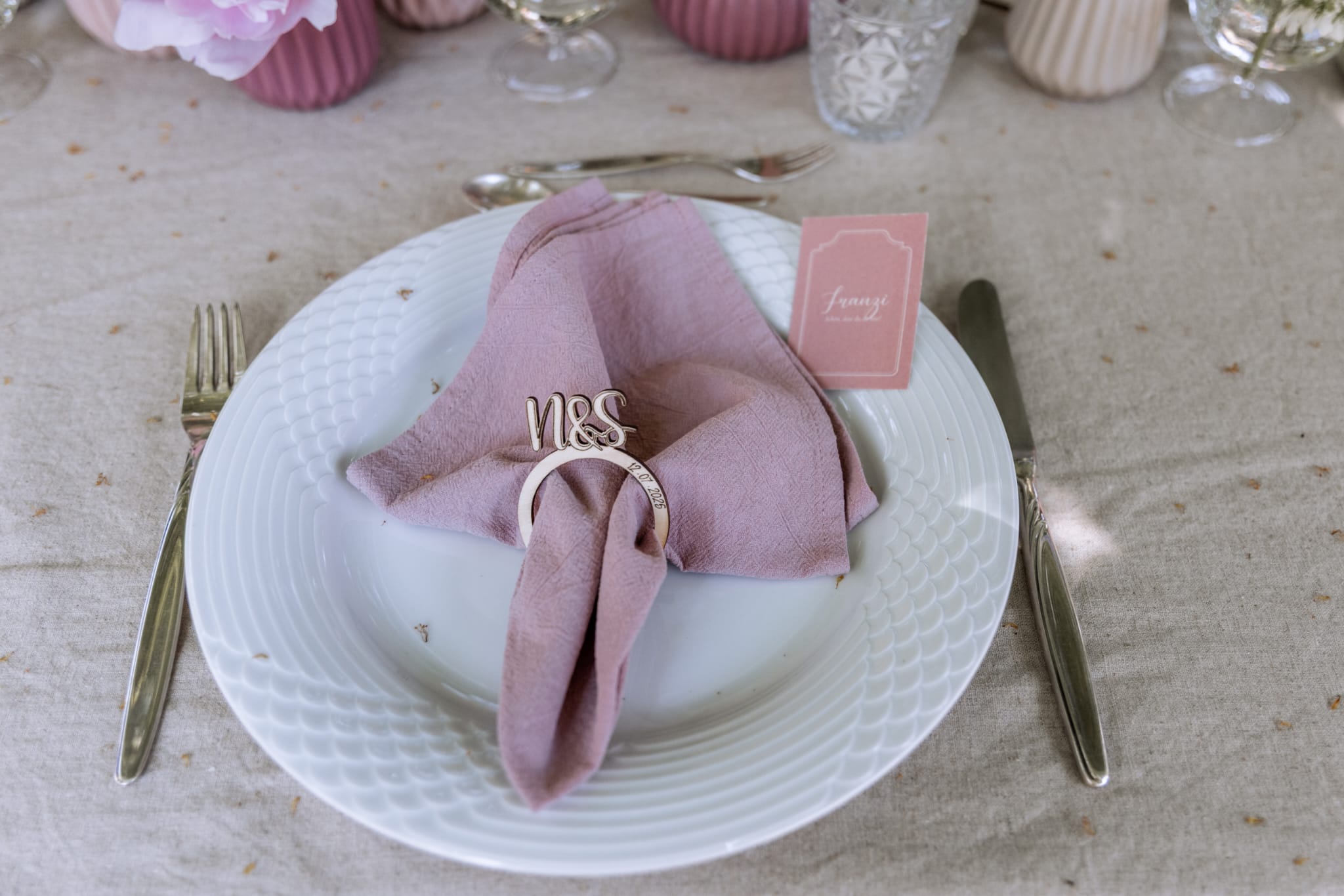 Serviettenring - personalisiert mit Initialen und Datum